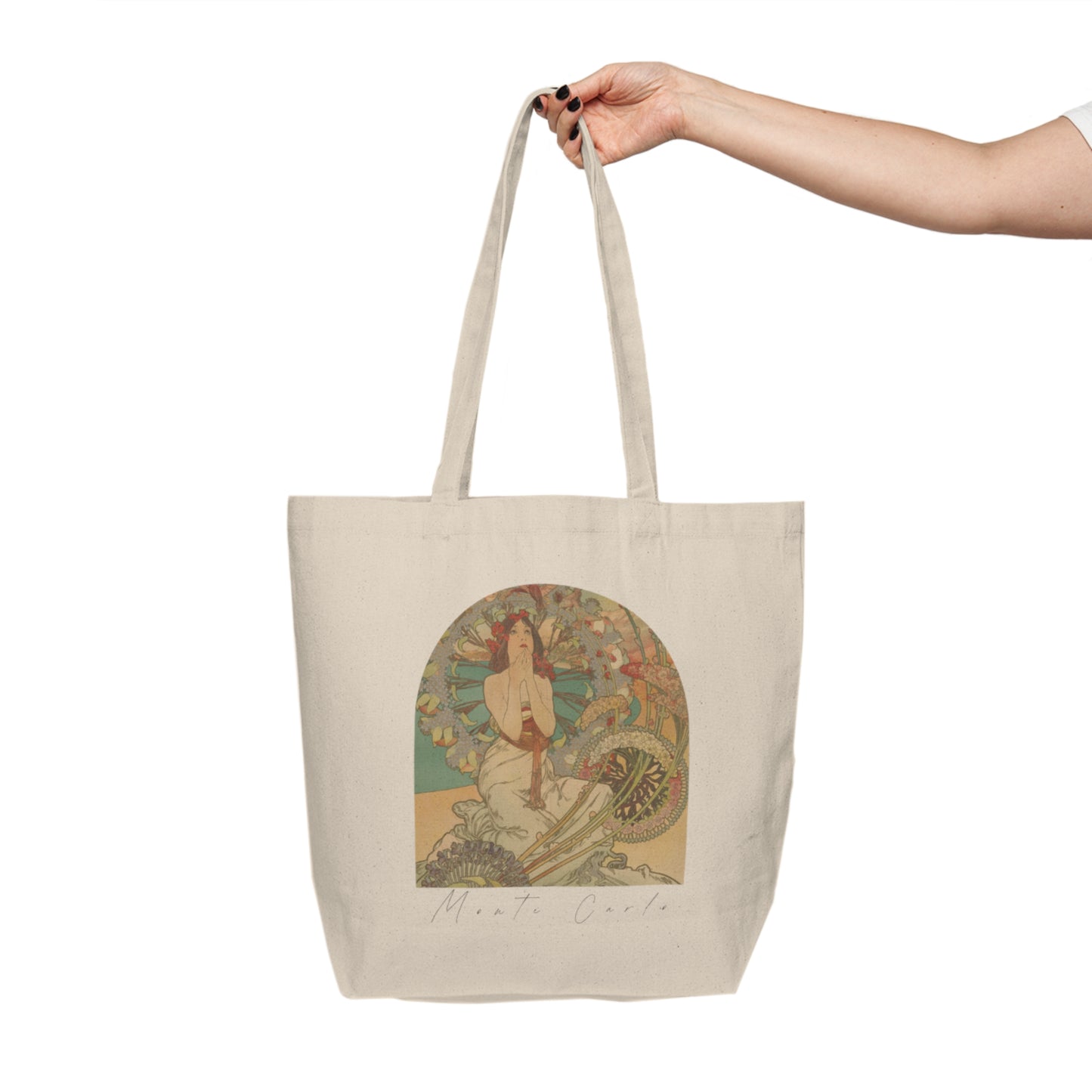 Monaco Monte Carlo by Alphonse Mucha | Large Organic Cotton Tote Bag | Eco-Friendly