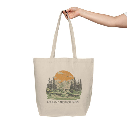 Adventure Awaits Canadian Rockies | Organic Cotton Tote Bag | Eco-Friendly
