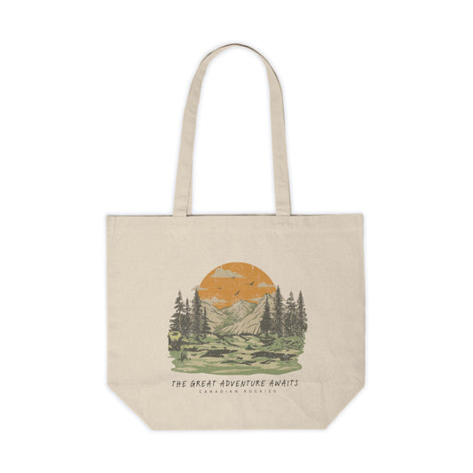 Adventure Awaits Canadian Rockies | Organic Cotton Tote Bag | Eco-Friendly